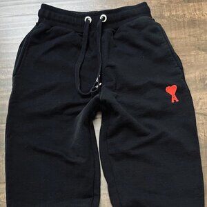 AMI Paris Unisex Black Logo Sweatpants Sz M Cotton Lounge Athleisure